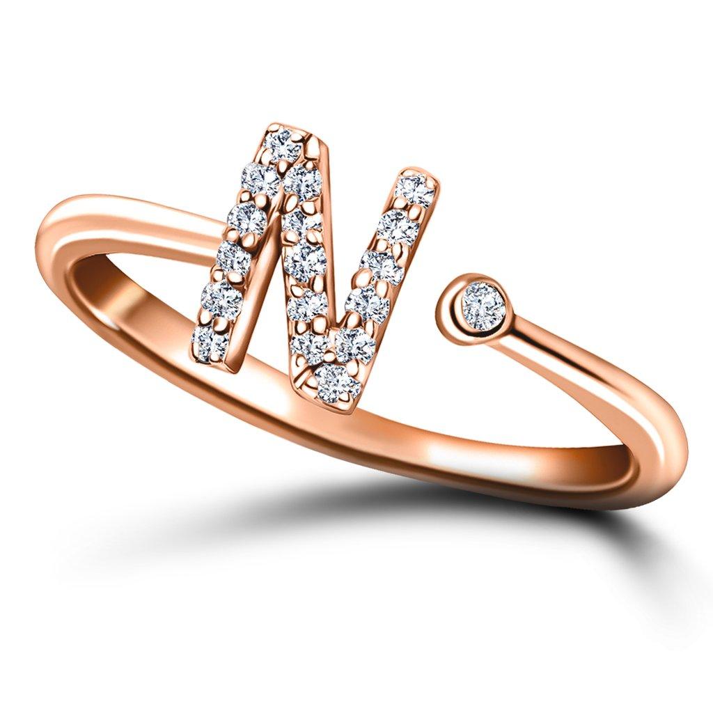 For Sale:  Personal Jewellery Diamond 0.10 Carat Initial-N-Letter Ring 18 Karat Rose Gold 3