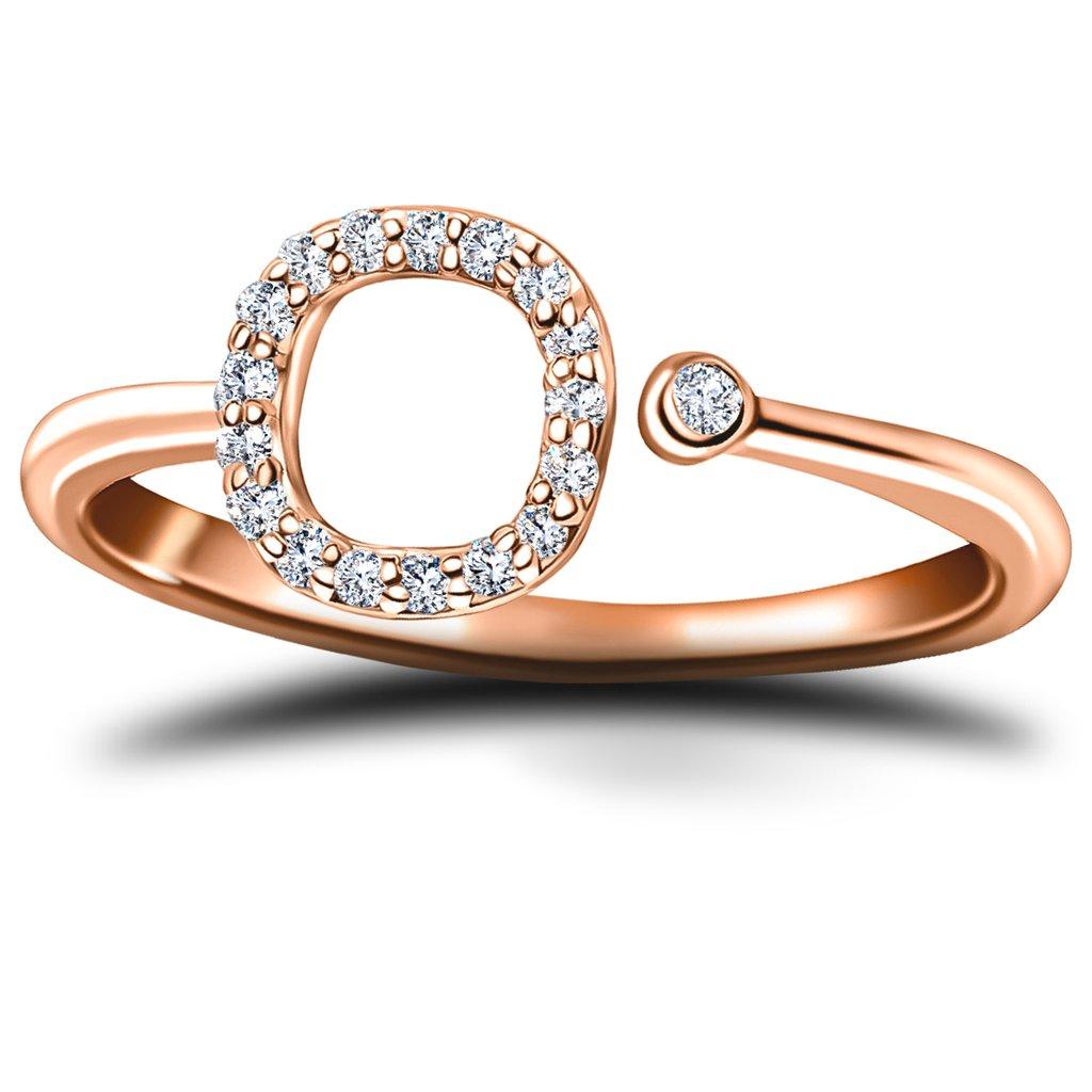 For Sale:  Personal Jewellery Diamond 0.10 Carat Initial -O- Letter Ring 18 Karat Rose Gold 2