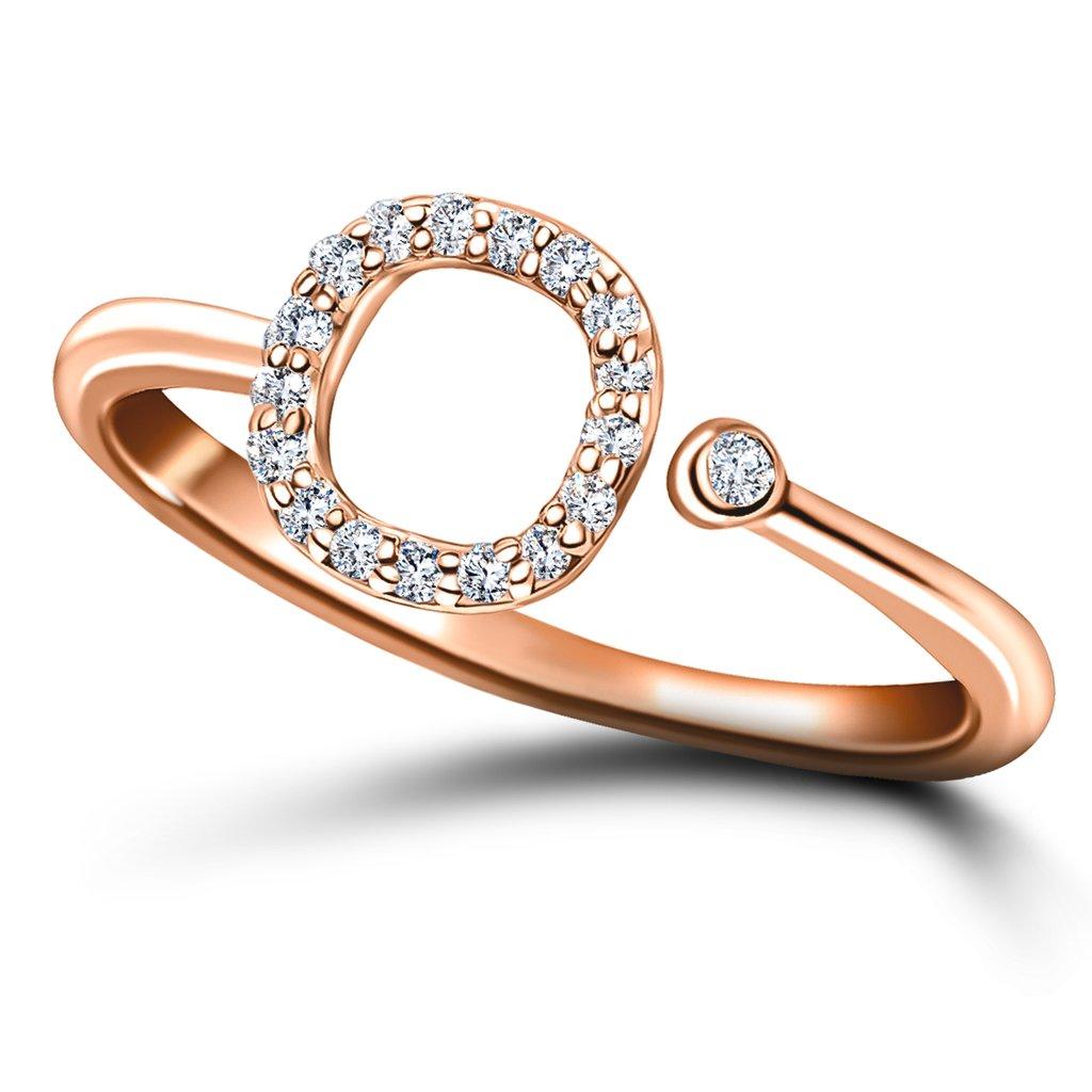 For Sale:  Personal Jewellery Diamond 0.10 Carat Initial -O- Letter Ring 18 Karat Rose Gold 3