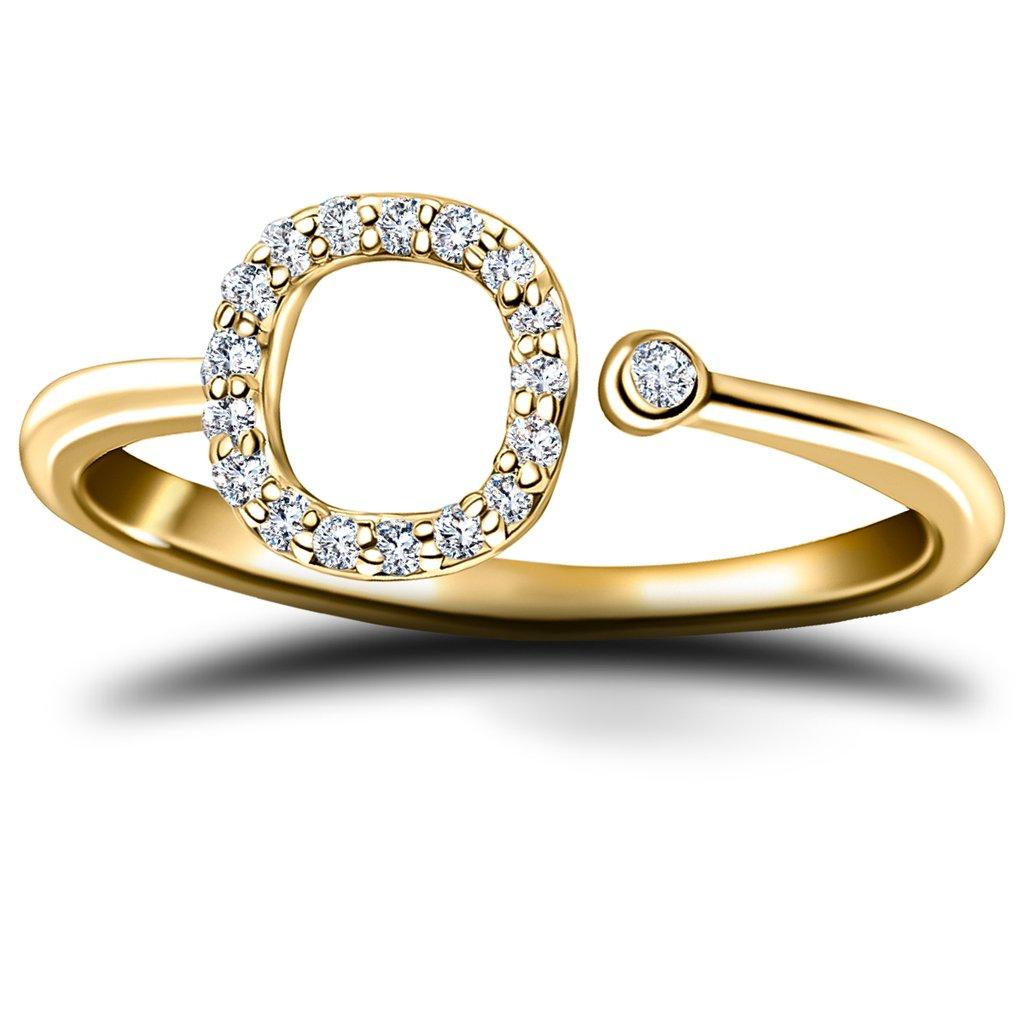 For Sale:  Personal Jewellery Diamond 0.10 Carat Initial -O- Letter Ring 18 Kt Yellow Gold 2