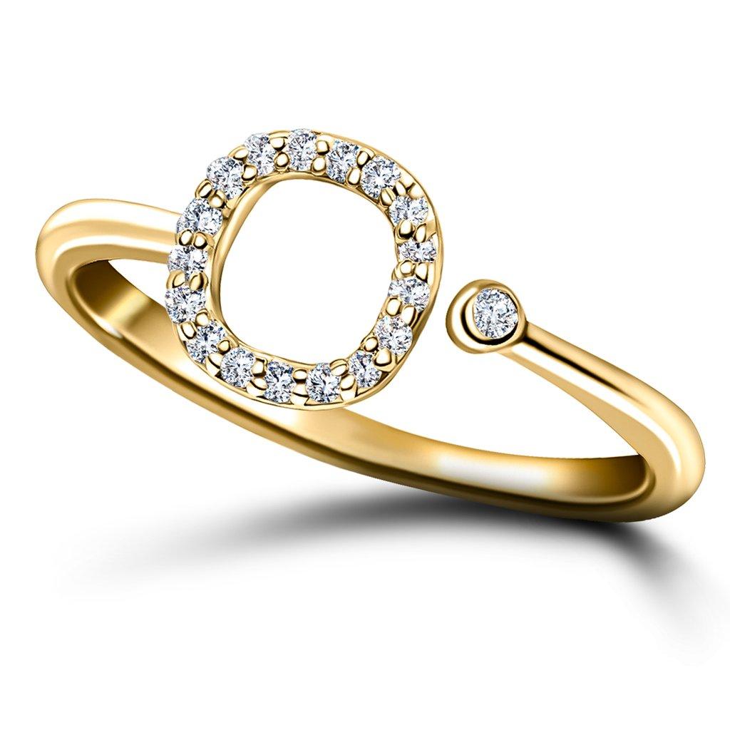 For Sale:  Personal Jewellery Diamond 0.10 Carat Initial -O- Letter Ring 18 Kt Yellow Gold 3