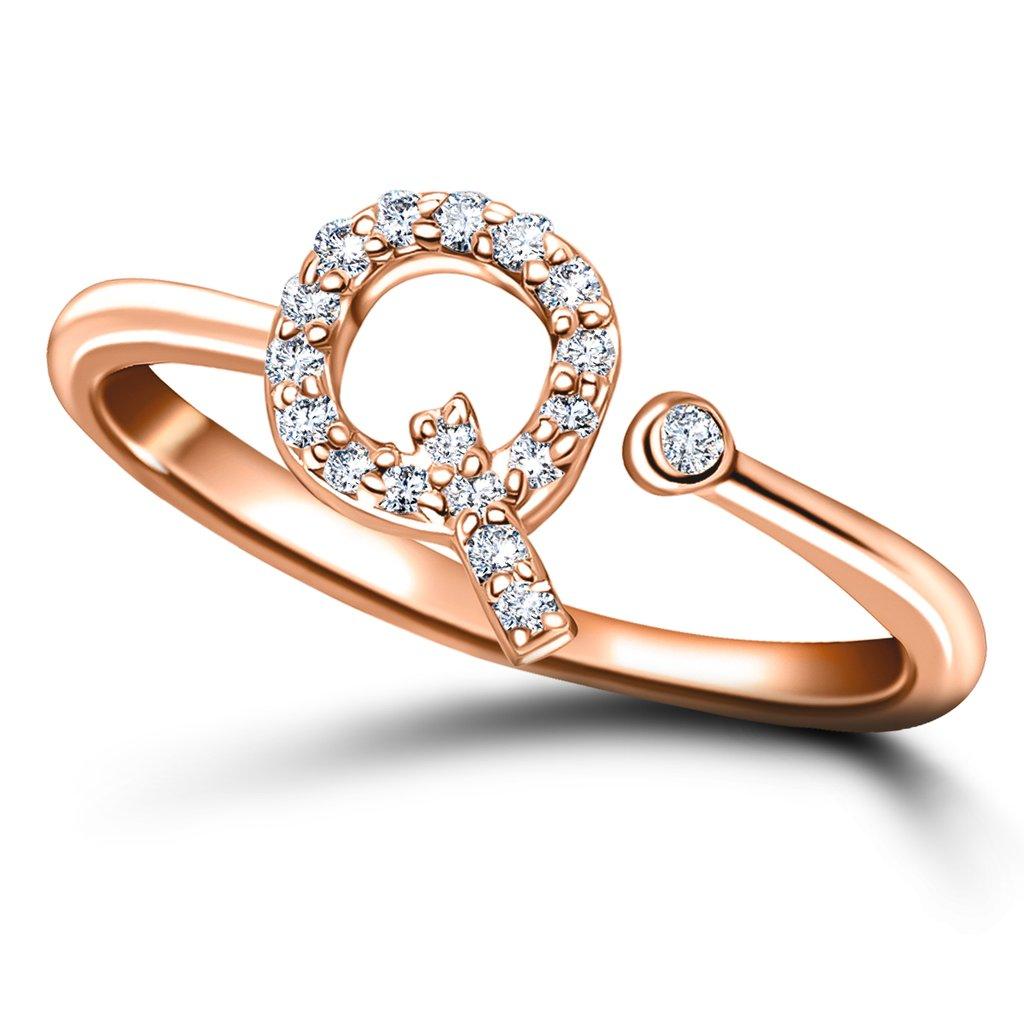 For Sale:  Personal Jewellery Diamond 0.10 Carat Initial-Q-Letter Ring 18 Karat Rose Gold 3