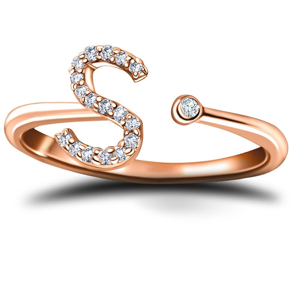 For Sale:  Personal Jewellery Diamond 0.10 Carat Initial S Ring 18 Karat Rose Gold 2