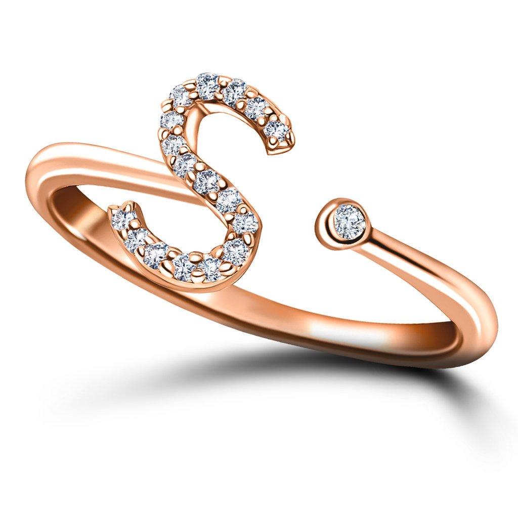 For Sale:  Personal Jewellery Diamond 0.10 Carat Initial S Ring 18 Karat Rose Gold 3
