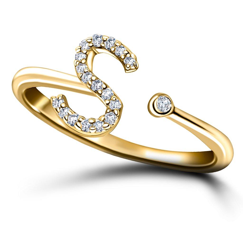 For Sale:  Personal Jewellery Diamond 0.10 Carat Initial S Ring 18 Karat Yellow Gold 3