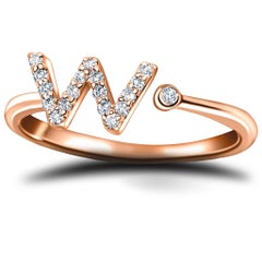 Bague à bijoux personnelle en or rose 18 carats avec diamants de 0,10 carat d'origine à l'arrière