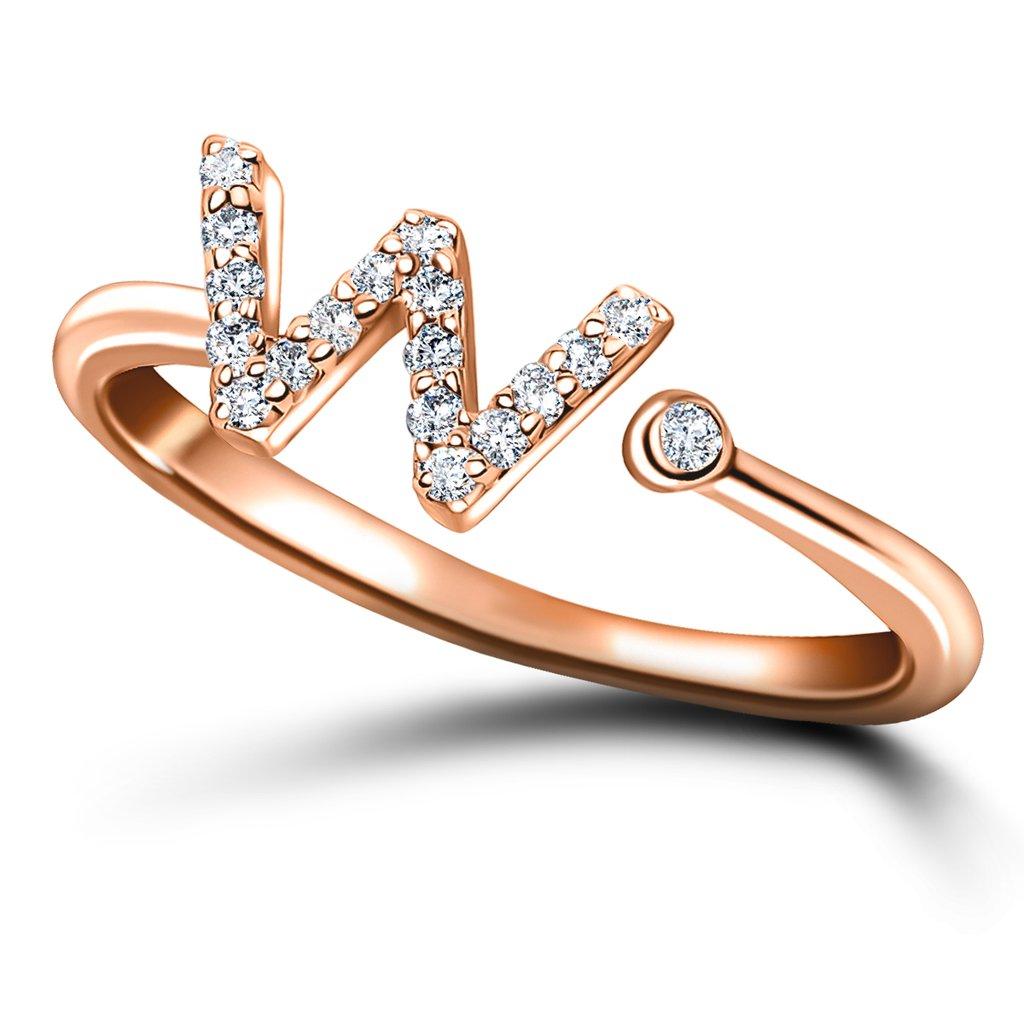 For Sale:  Personal Jewellery Diamond 0.10 Carat Initial-W-Letter Ring 18 Karat Rose Gold 3