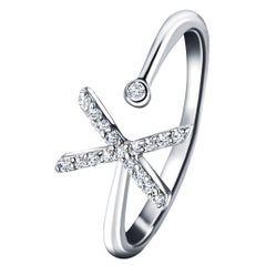 Personal Jewellery Diamant 0,10 Karat Initial-X-Letter Ring 18 Kt Weißgold