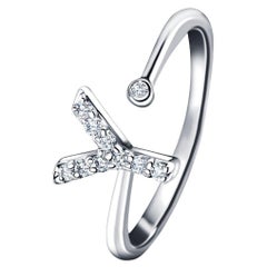 Joyería Personal Anillo de diamantes de 0,10 quilates con la letra inicial -Y- Oro Blanco de 18 Kt