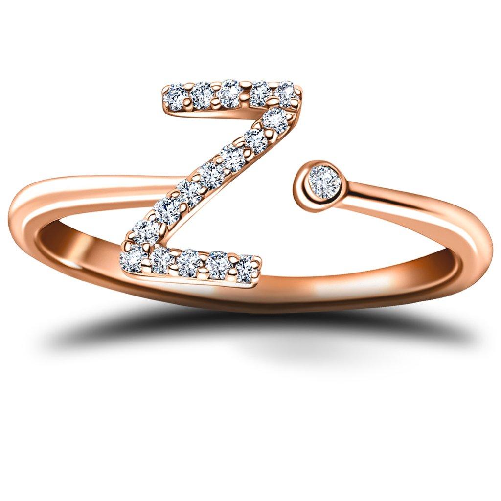 En vente :  Bague à bijoux personnelle en or rose 18 carats avec diamants de 0,10 carat et initiale en forme de lettre Z 2