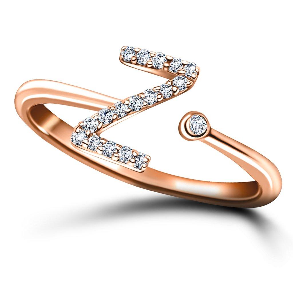 En vente :  Bague à bijoux personnelle en or rose 18 carats avec diamants de 0,10 carat et initiale en forme de lettre Z 4