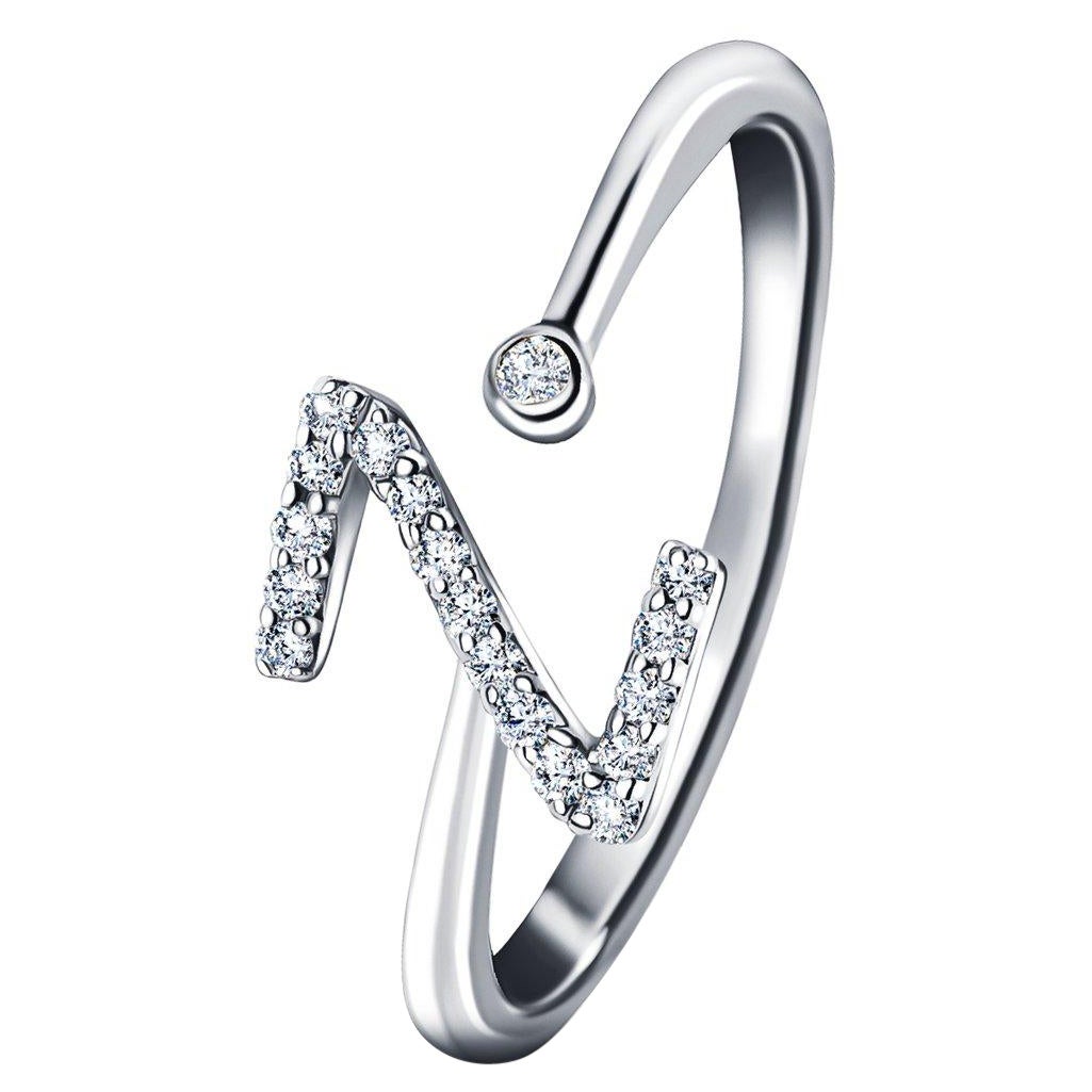 En venta: Joyería personal Anillo de diamantes de 0,10 quilates con la letra inicial -Z- Oro blanco de 18 quilates
