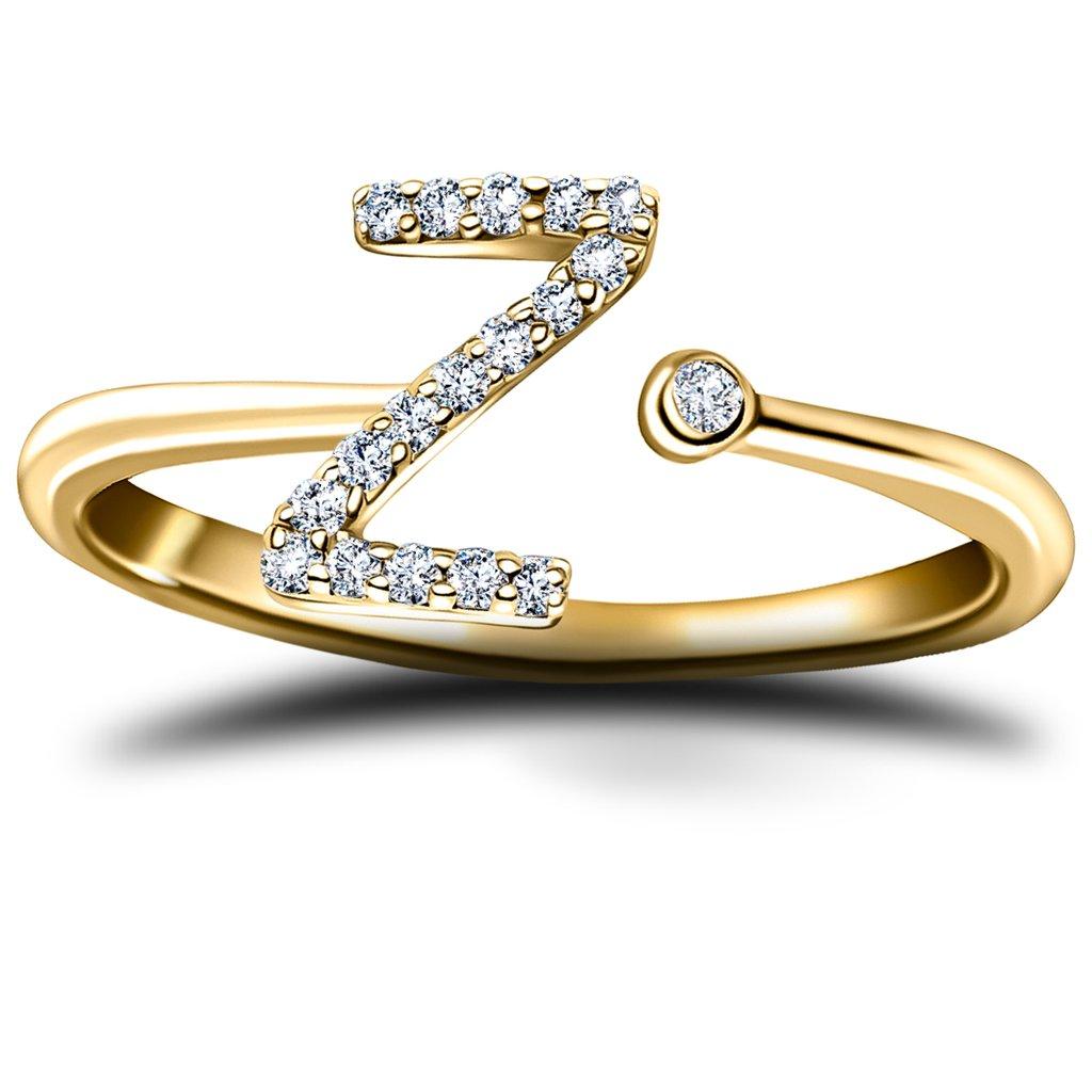 For Sale:  Personal Jewellery Diamond 0.10 Carat Initial -Z- Letter Ring 18 Kt Yellow Gold 2