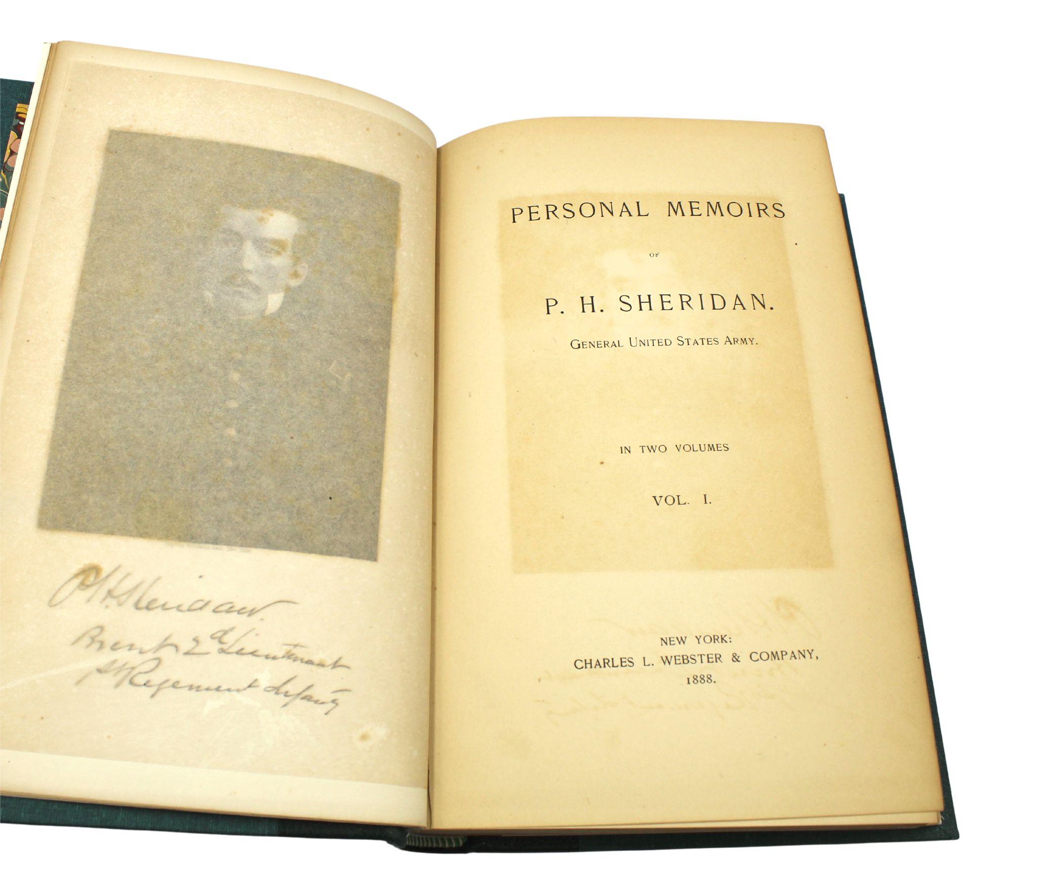Leather Personal Memoirs of P. H. Sheridan, First Edition, Two-Volume Set, 1888 For Sale