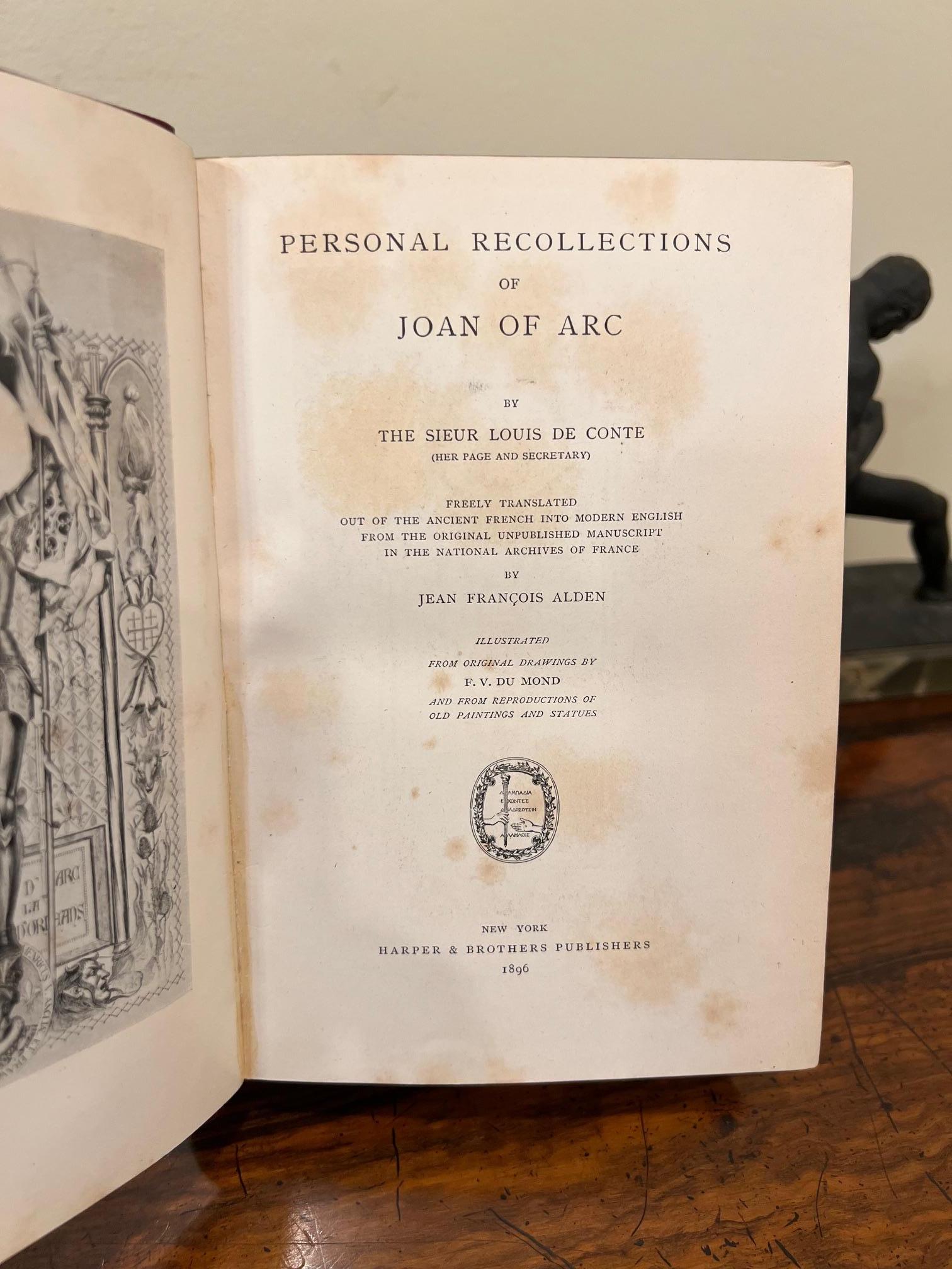 Nord-américain Souvenirs personnels de Jeanne d'Arc par Louis De Conte (pseudonyme de Mark Twain) en vente