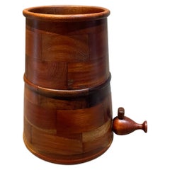 Retro Personal Water Cooler Dispenser in Turned Wood Don Shoemaker 1970s Modern Mexico