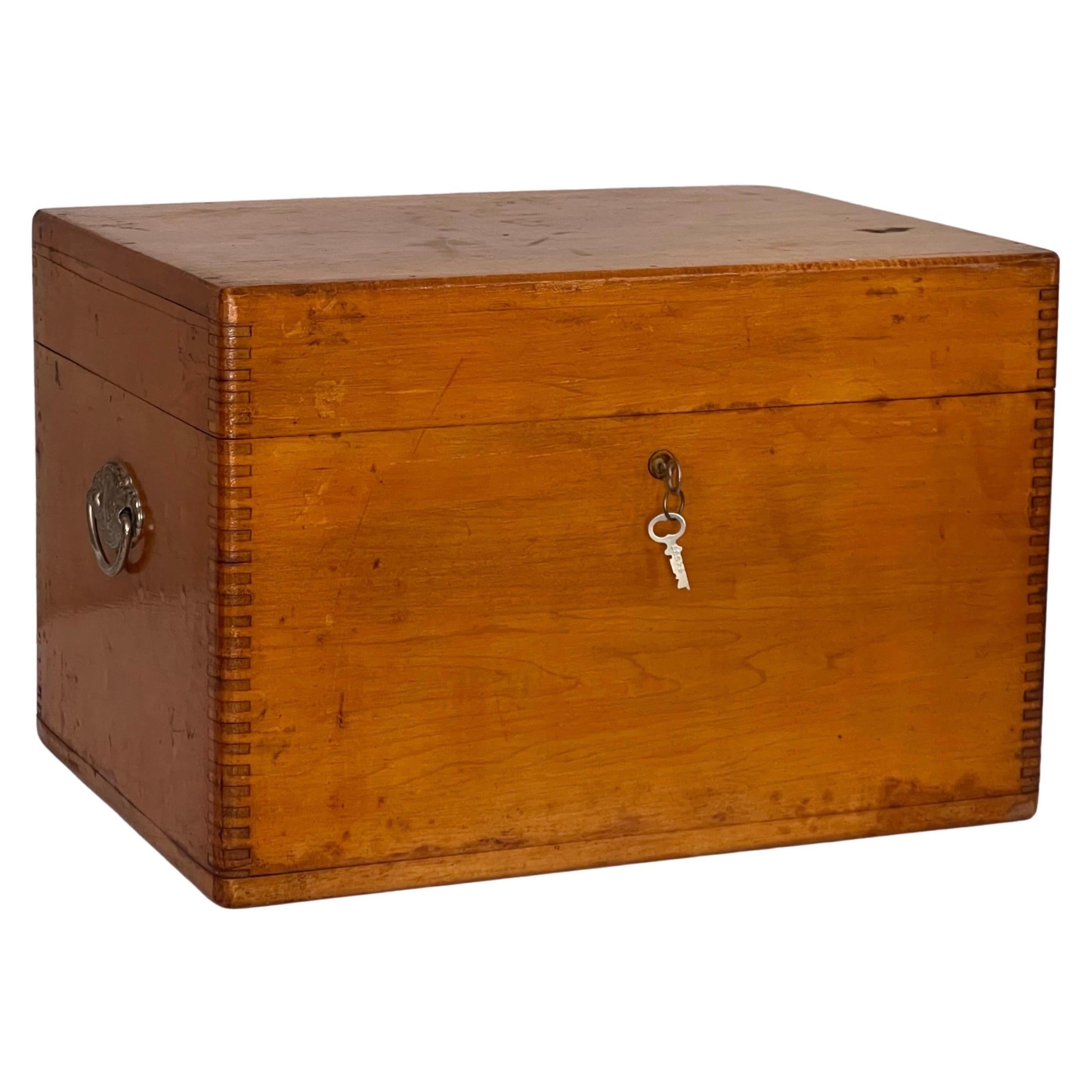 Personal Writing Chest or Sailor's Ditty Box in Pine with Handles and Lock