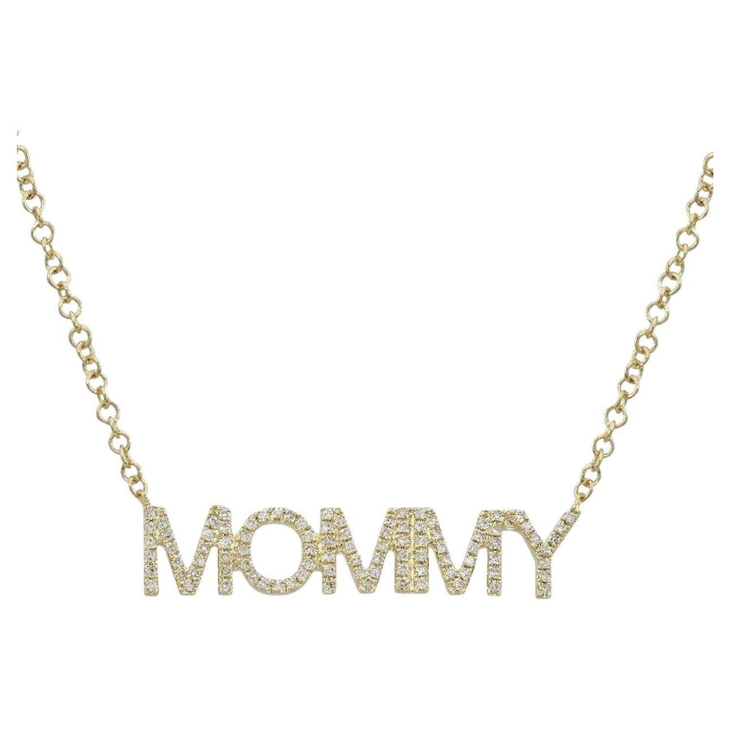 Collier personnalisé Mommy en or jaune 14 carats avec diamants