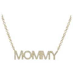Personalised Mommy 14K Yellow Gold Diamond Necklace