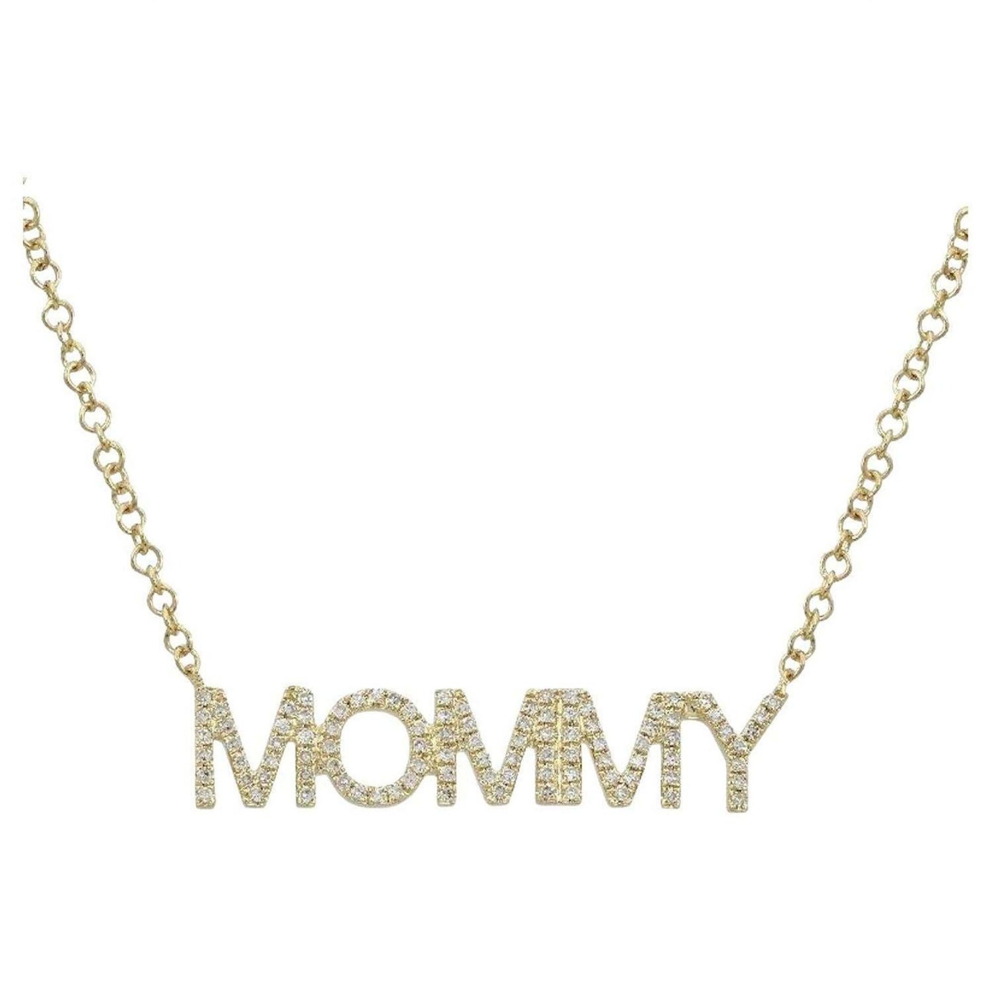 Collana personalizzata Mamma in oro giallo 14K con diamanti