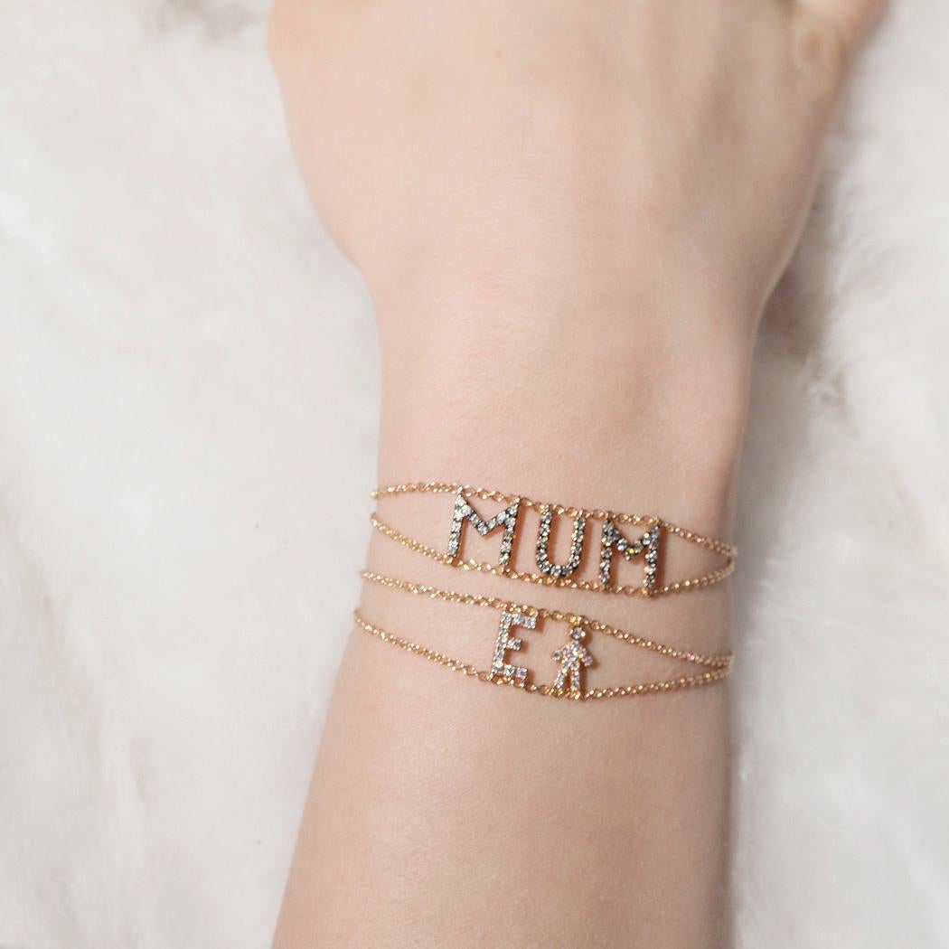 Pulsera personalizada y personalizable con cadena de diamantes de oro de 18 quilates Corte cojín antiguo en venta