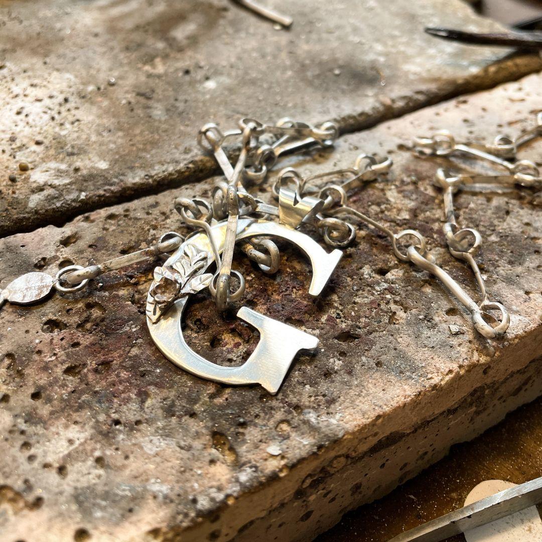 Dolores Ortega Botanical Initial Necklace in 925 Sterling Silver For Sale 9
