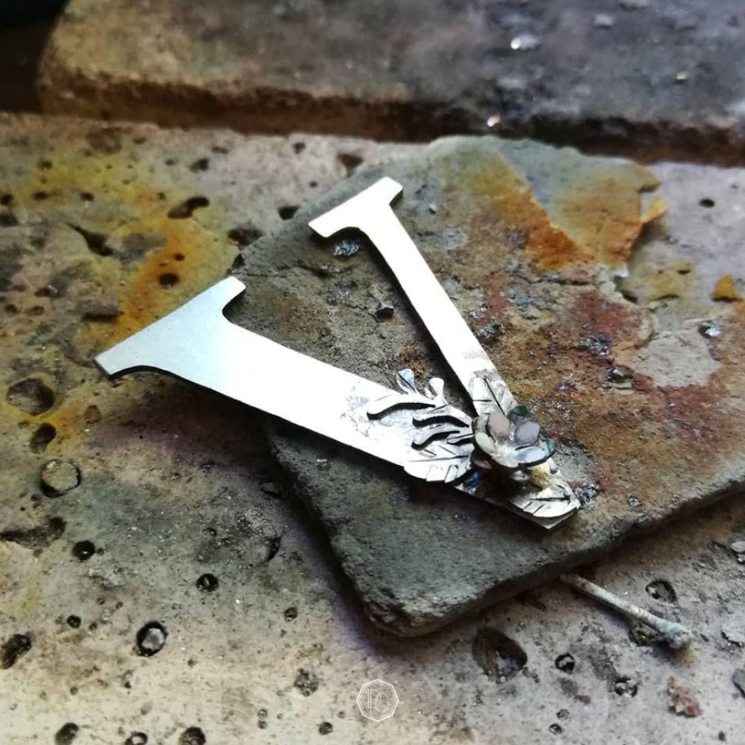 Dolores Ortega Botanical Initial Necklace in 925 Sterling Silver For Sale 11