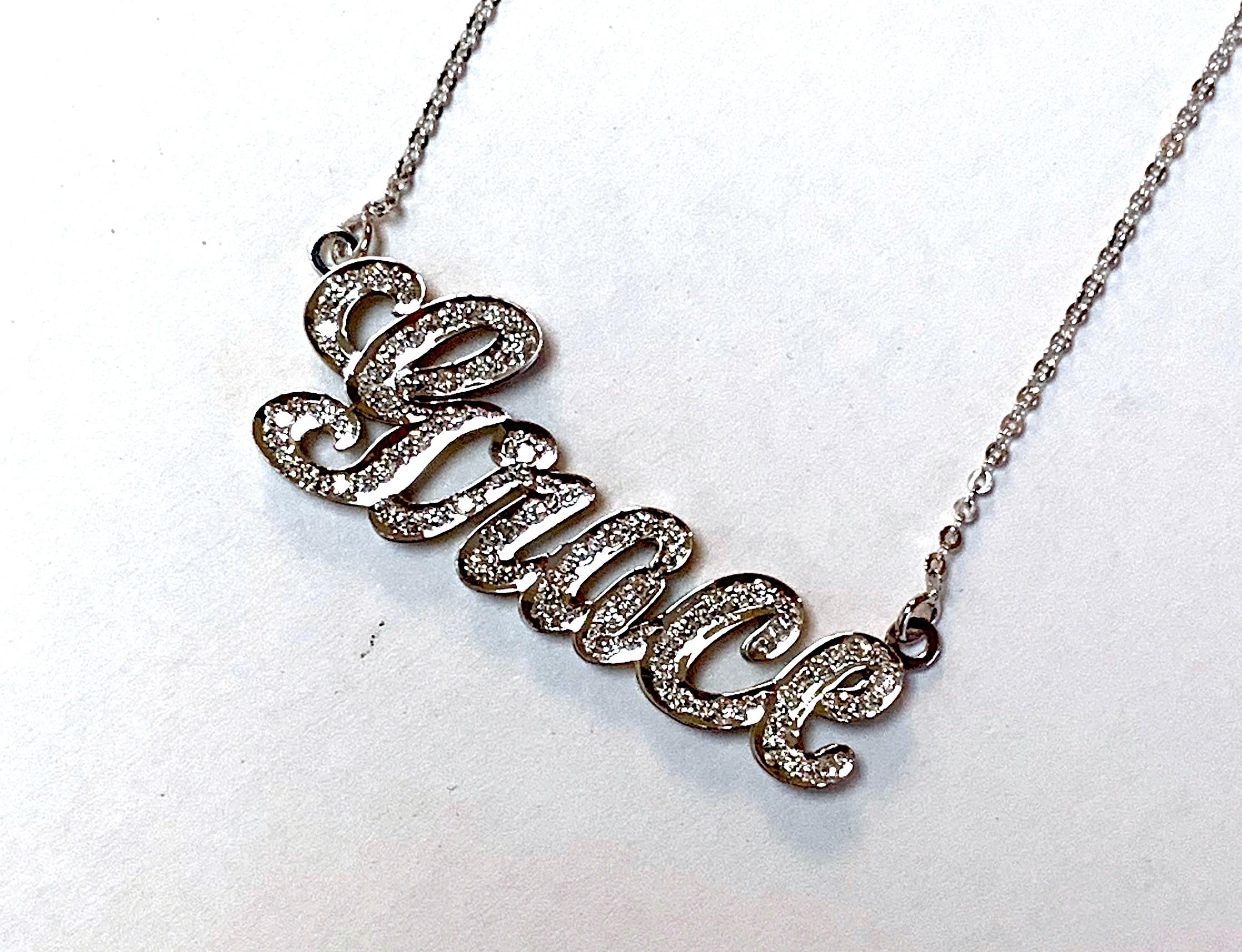 Women's Personalized Customizable Round Diamond Nameplate Name Letter Necklace Pendant  For Sale