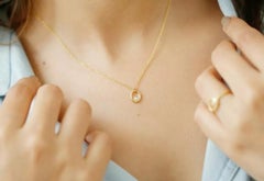 Personalized Diamond Solitaire Pendant Necklace in Solid 14k Gold
