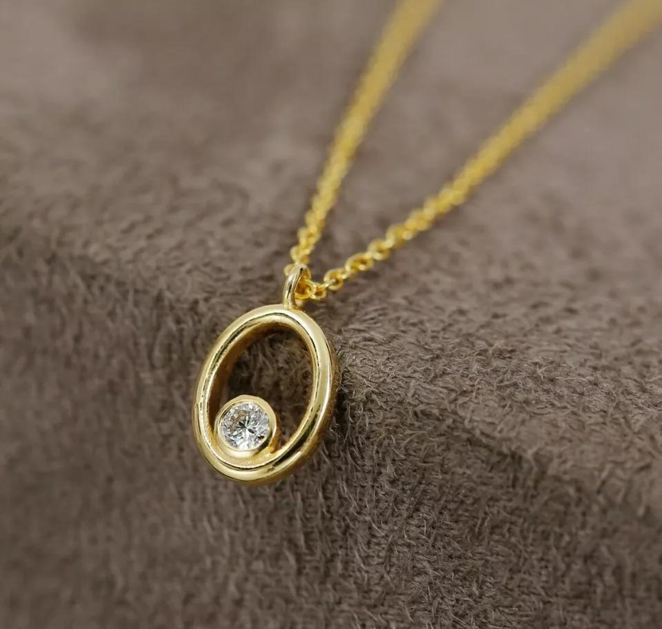 Collar Colgante Personalizado Solitario de Diamantes en Oro Macizo de 14k en Nuevo estado para la venta en Chicago, IL