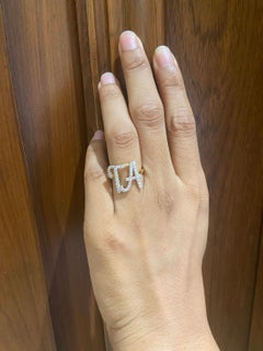 0.50 Carat Personalized Double Initial Natural Diamond Ring, 14k Yellow Gold