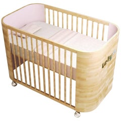 Personalized Embrace Love Crib in Beechwood & Cotton Candy Pink by Misk Nursery