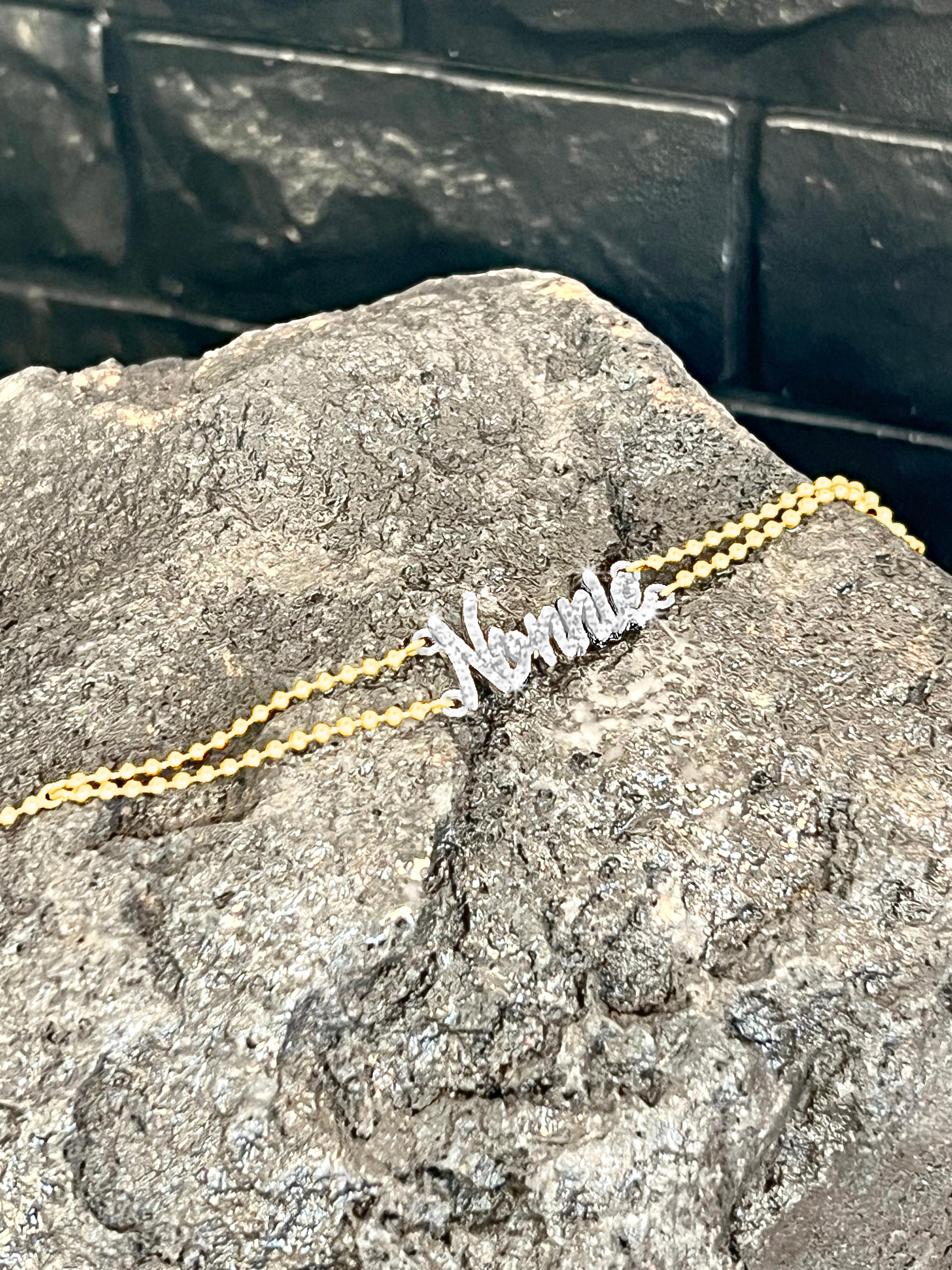 Moderno Bracciale a catena personalizzato con nome e cognome in oro giallo 14K in vendita