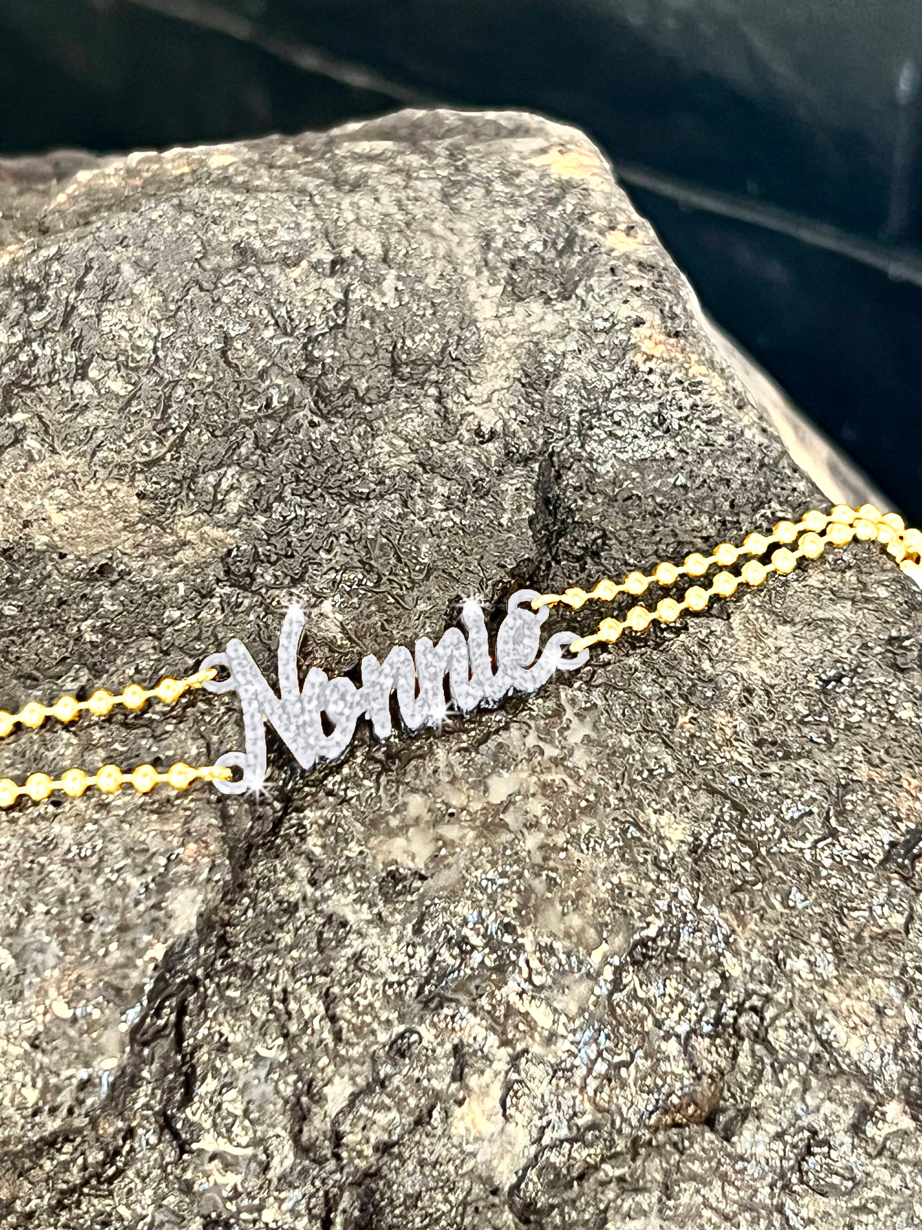 Bracciale a catena personalizzato con nome e cognome in oro giallo 14K