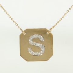 Collana personalizzata con diamante iniziale geometrico in oro massiccio 14k (certificato)