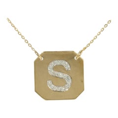 Collier personnalisé en or massif 14k avec initiales géométriques et diamants (certifié)