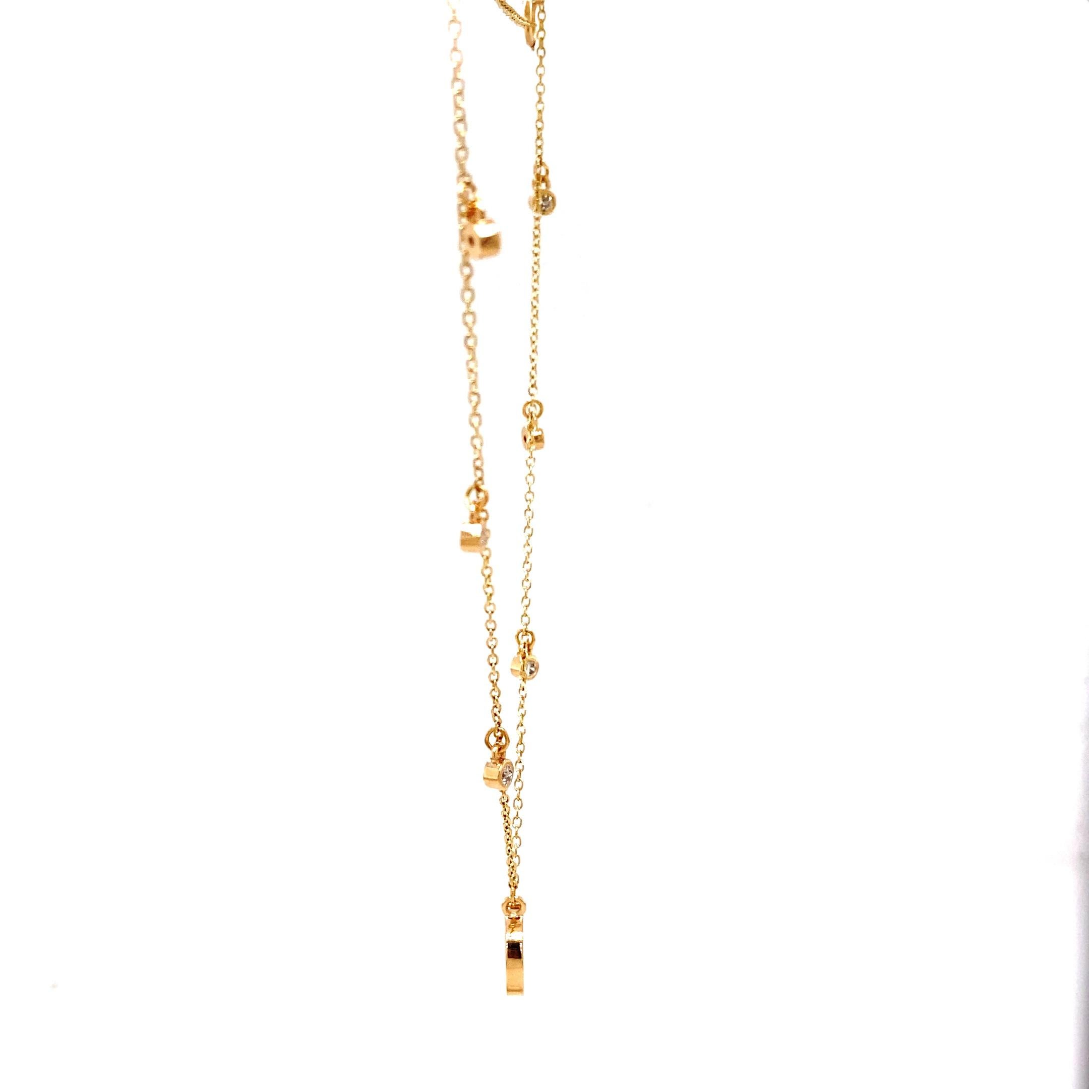 Personalisierte Initiale Diamanttropfen Halskette in 14k massivem Gold (zertifiziert) (Rundschliff) im Angebot