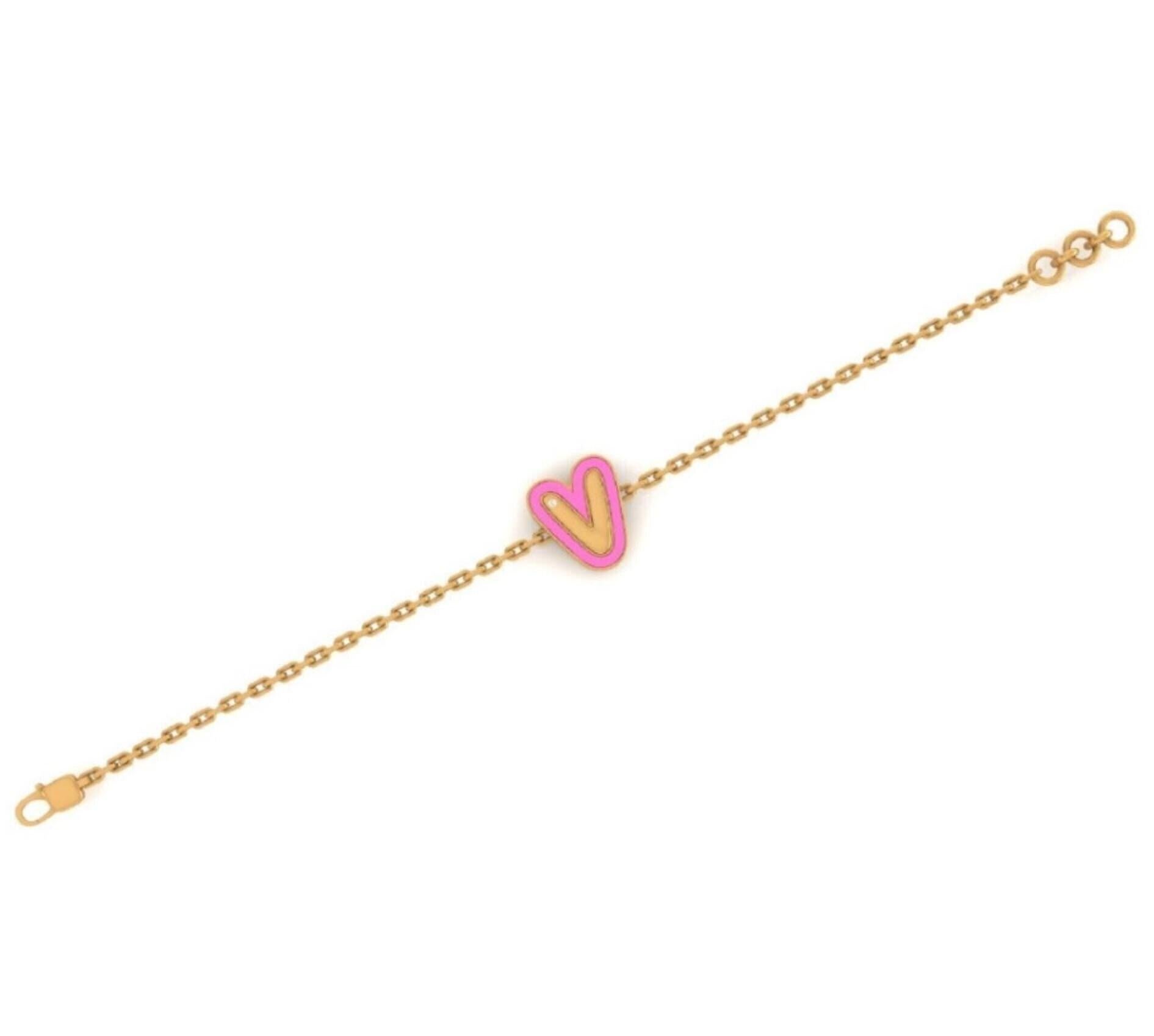 De las mujeres Pulsera personalizada con inicial esmaltada en oro macizo de 14k (certificado) en venta