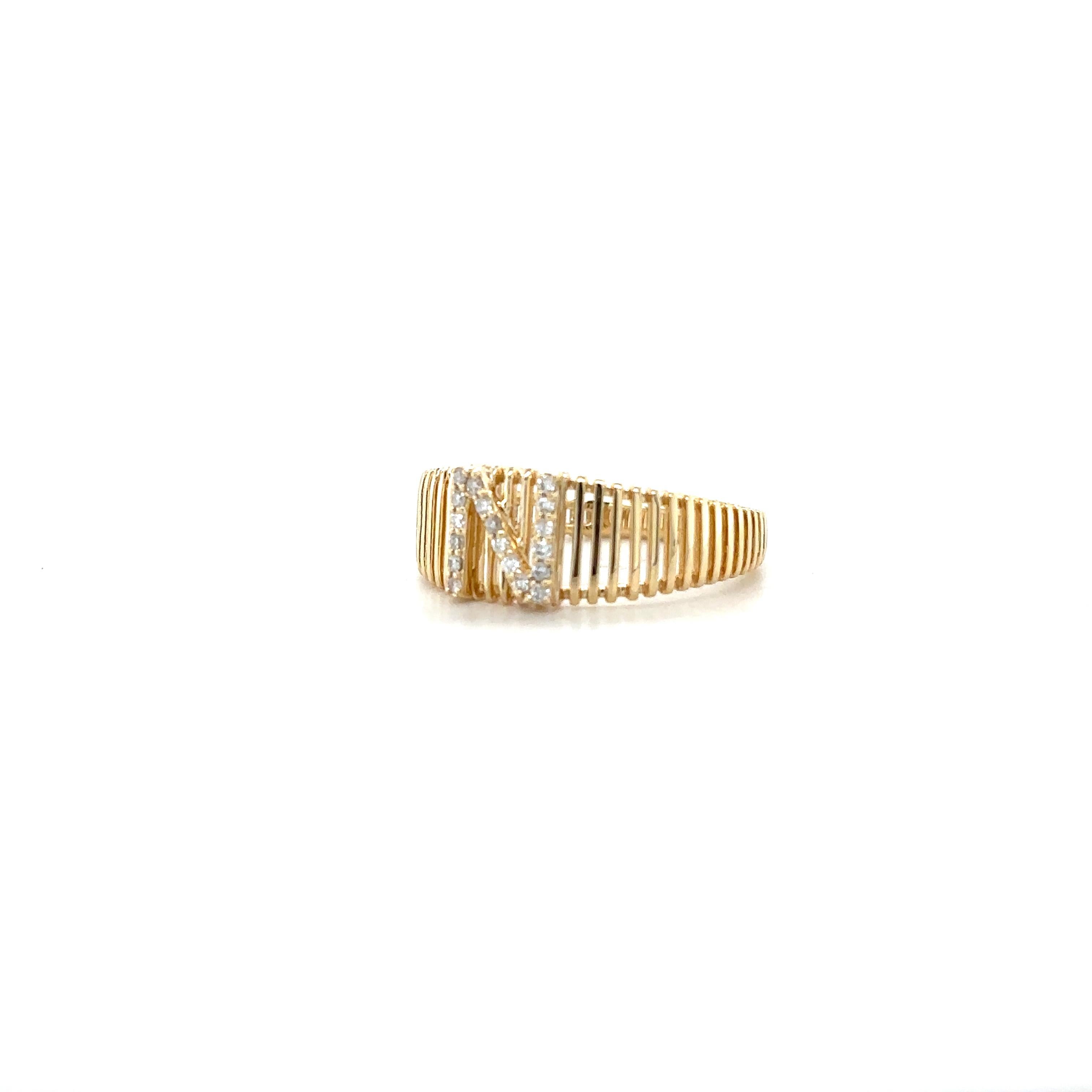 Women's Personalized Initial Letter Diamond Ring in 14k Solid Gold (Certified) For Sale