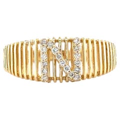 Personalized Initial Letter Diamond Ring in 14k Solid Gold (Certified)