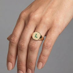 Personalized "L" Emerald 14K (18K Custom) Gold Signet Ring