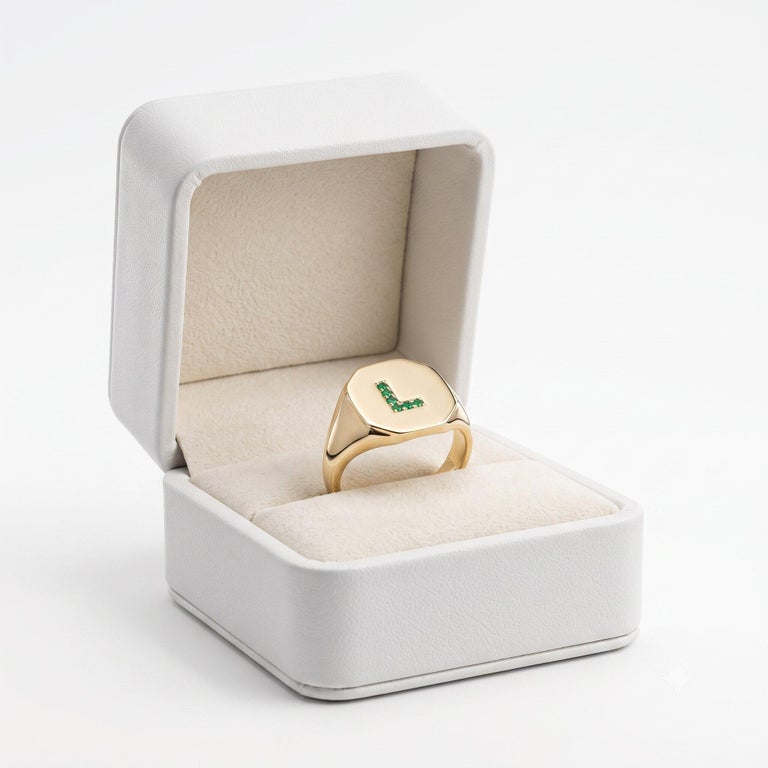 14k gold l signet ring
