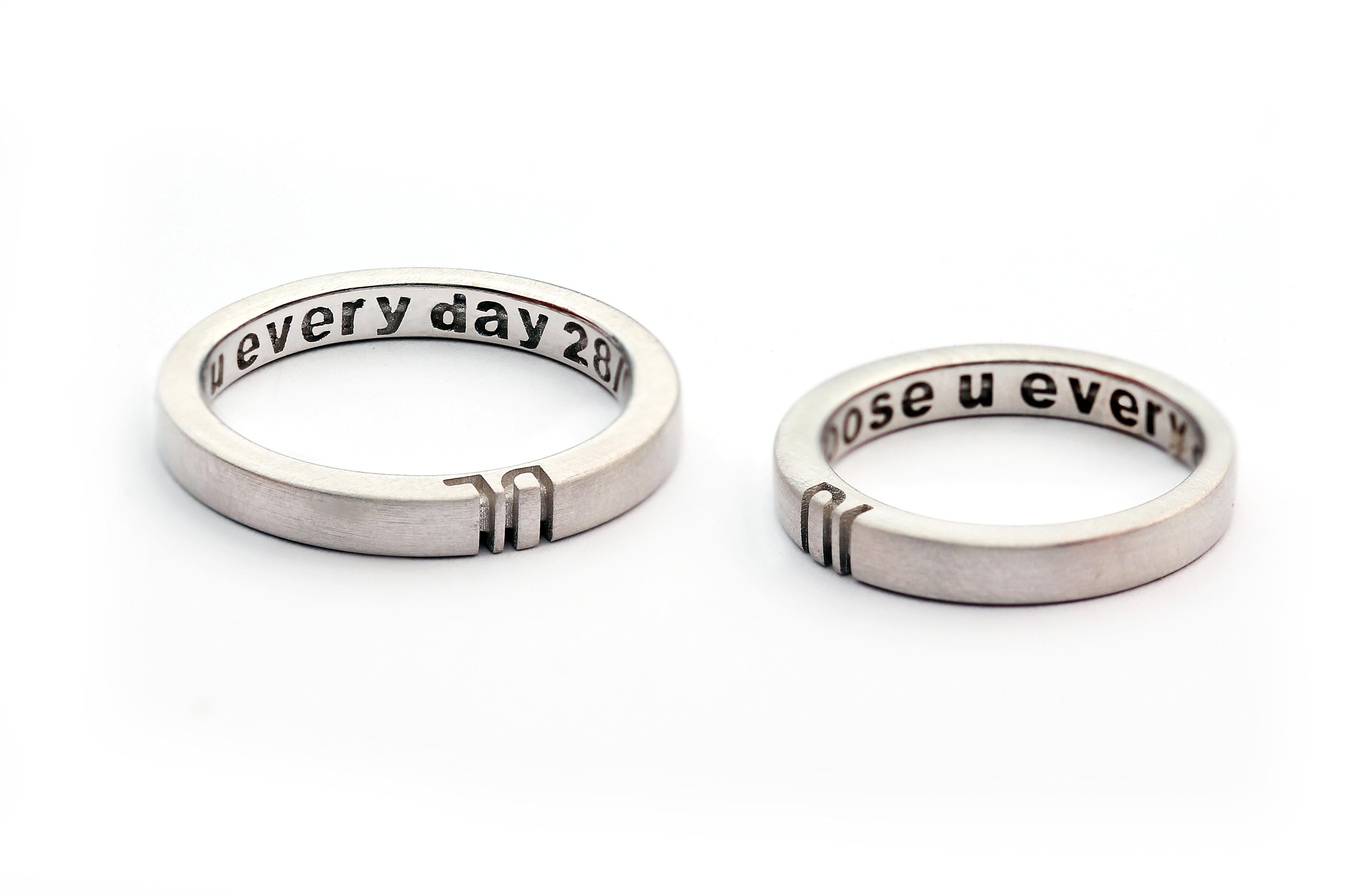 For Sale:  Personalized, Matching Initials Rings for couples, Men Wedding Bands, Ring Set 2