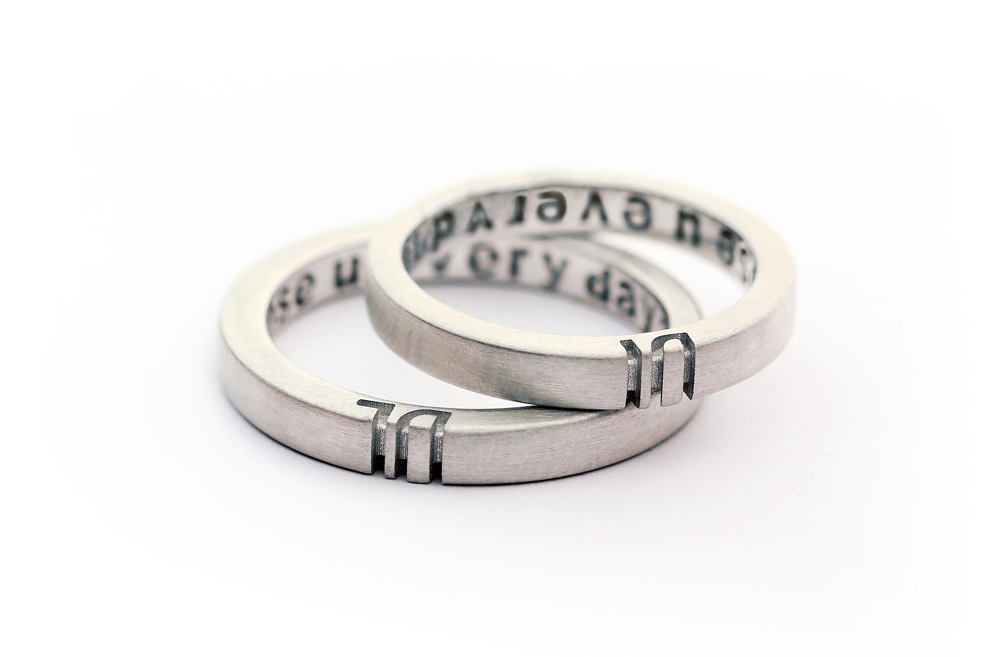 For Sale:  Personalized, Matching Initials Rings for couples, Men Wedding Bands, Ring Set 3