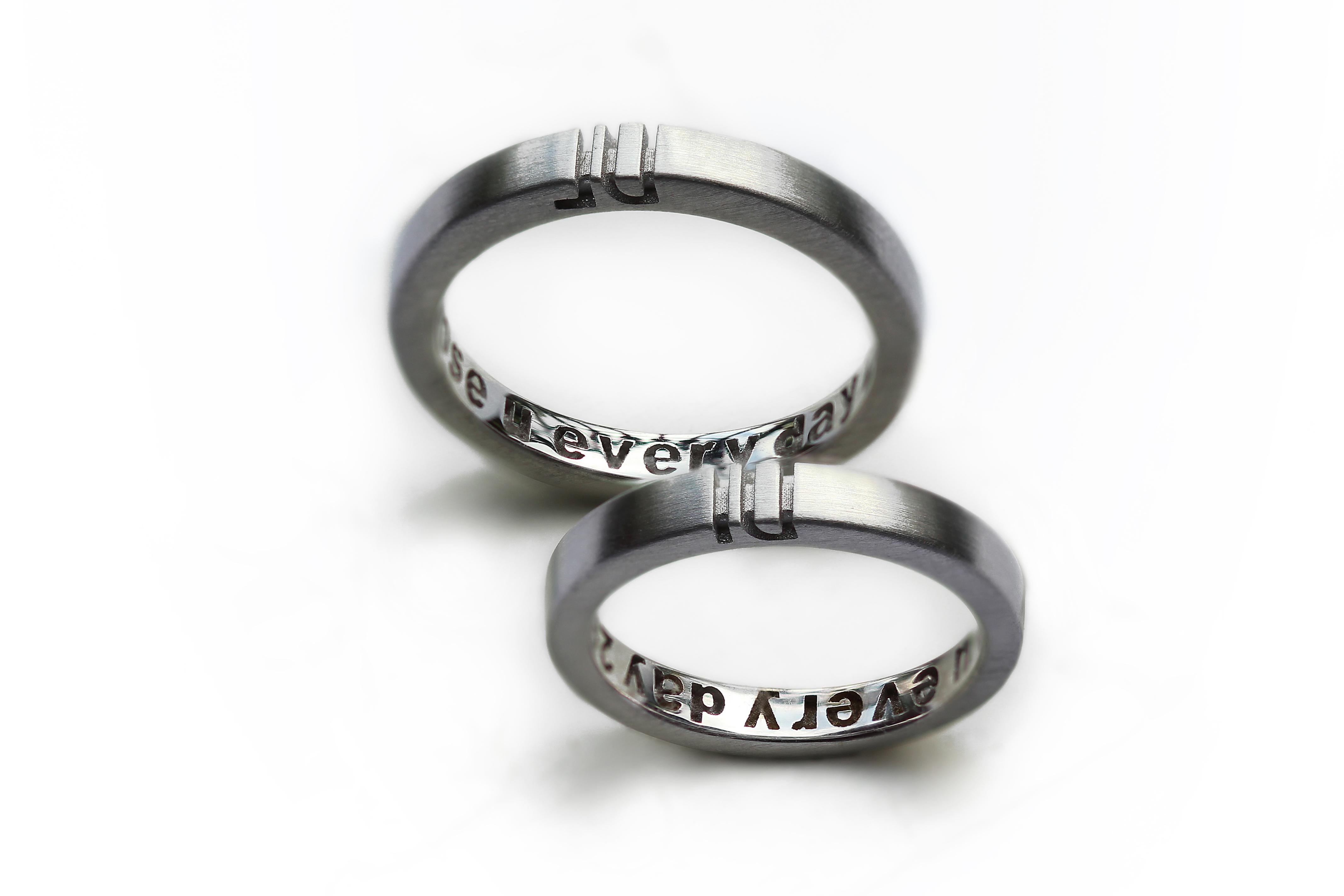 For Sale:  Personalized, Matching Initials Rings for couples, Men Wedding Bands, Ring Set 5