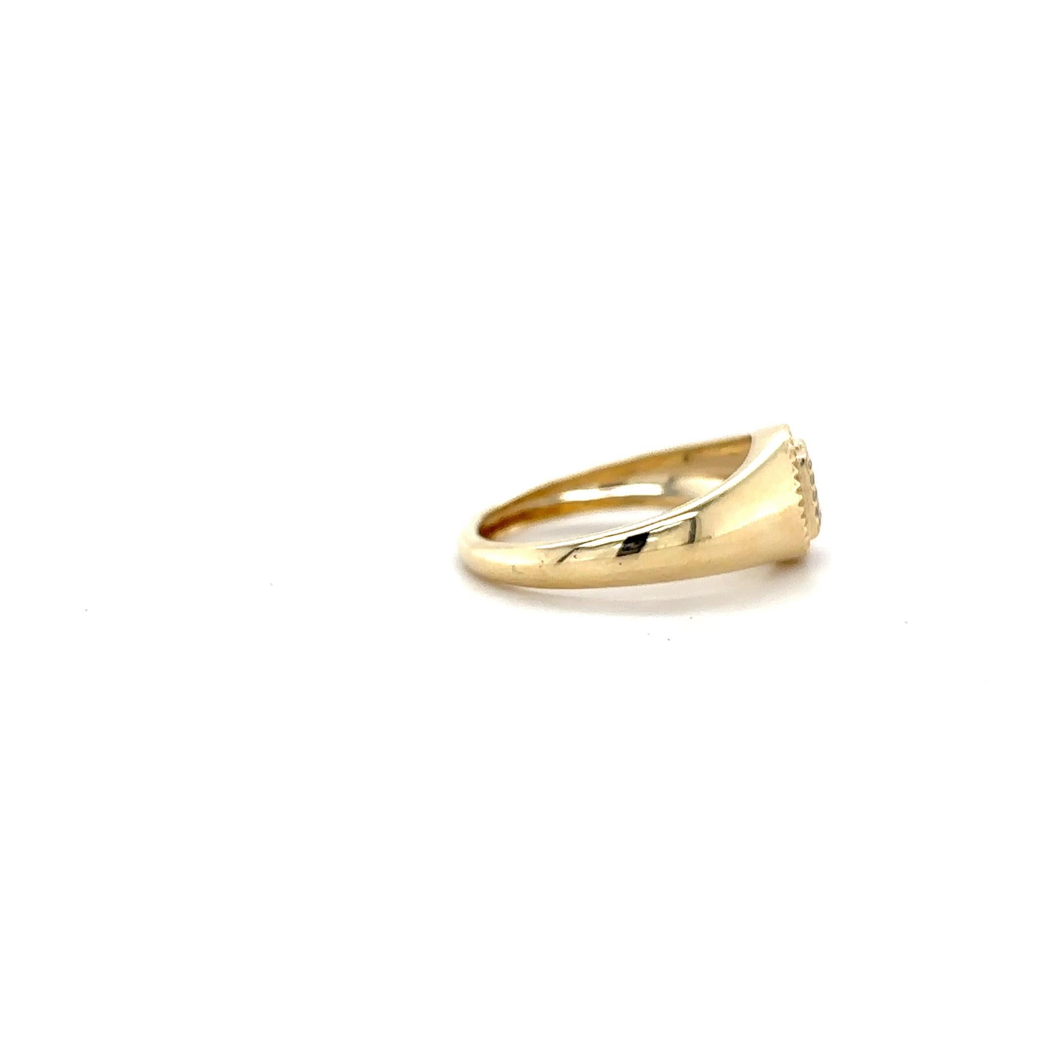 Women's Personalized Medallion Initial Diamond Ring in 14k Solid Gold (Certified) For Sale