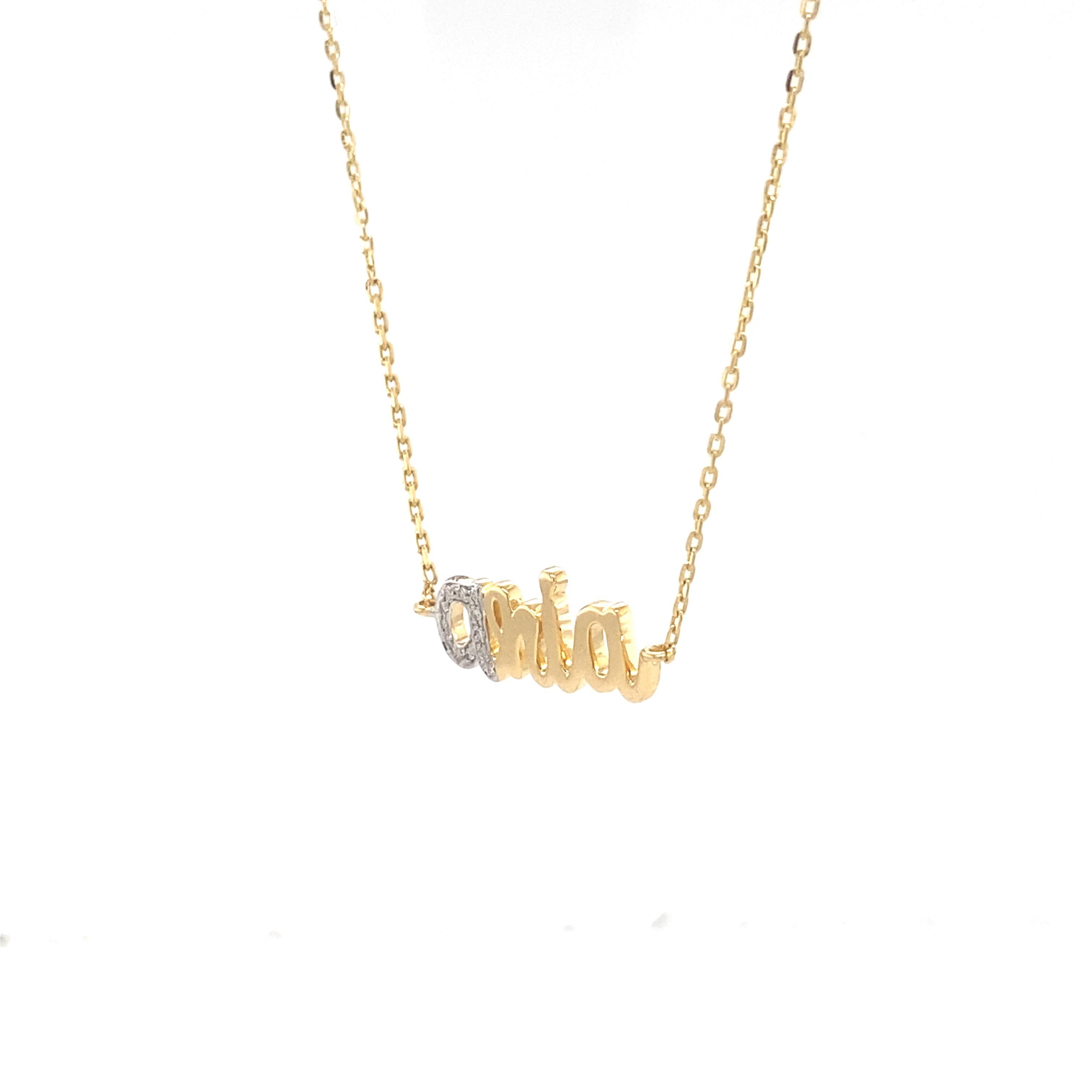 Women's Personalized Name Diamond Two Toned Necklace in 14k Solid Gold (Certified) For Sale