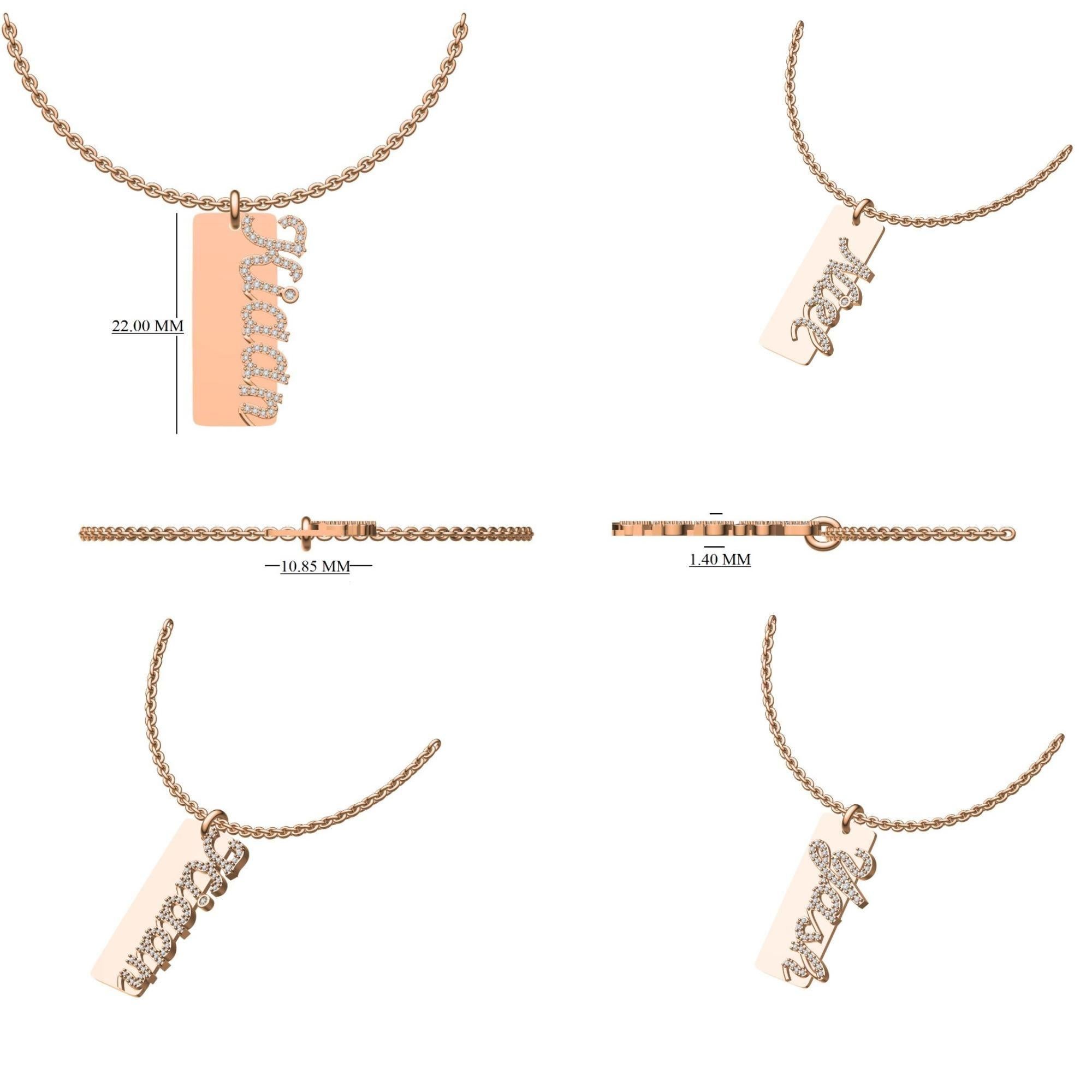 De las mujeres Collar Colgante de Diamantes Personalizado con Nombre en Oro Macizo de 14k (Certificado) en venta
