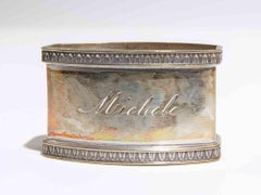 Servilletero personalizado chapado en plata con el grabado "Michele", años 50