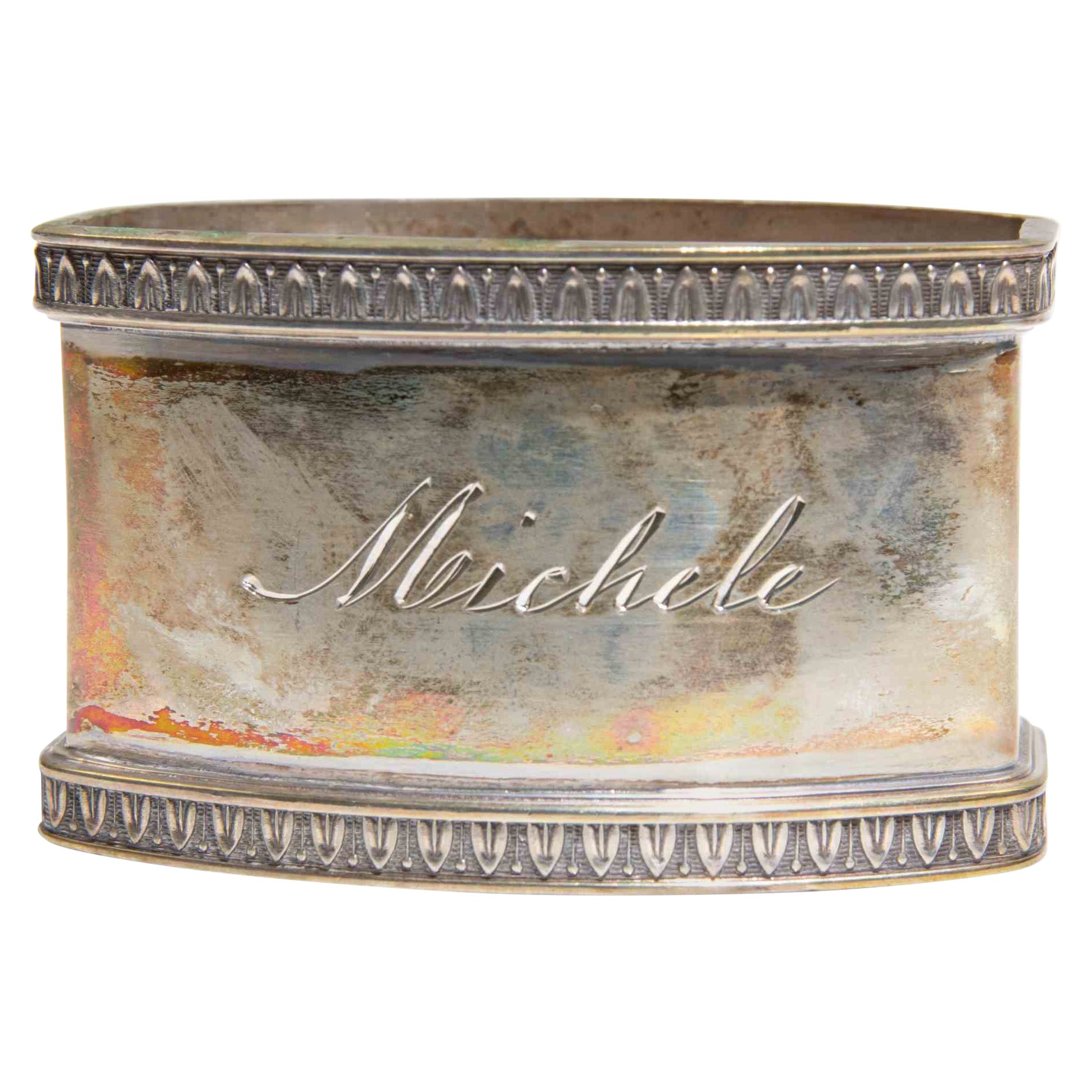 Personalized Silver-Plated Napkin Ring Engraved “Michele”, 1950s